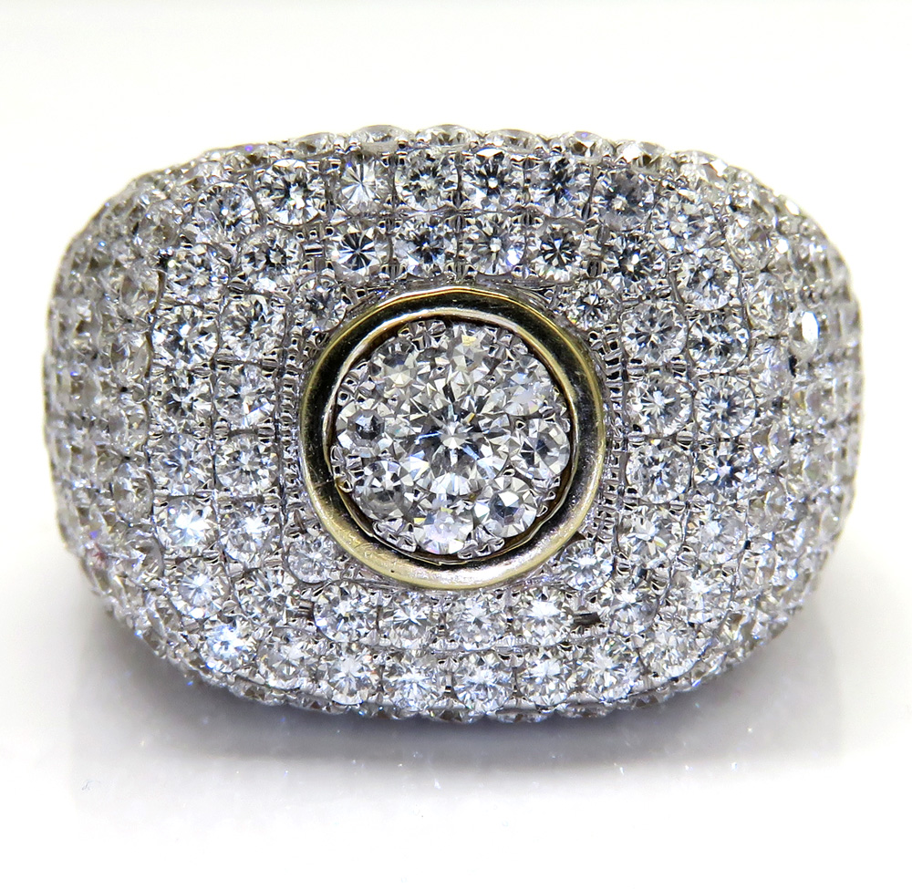 10k yellow gold dome shaped cluster round diamond fashion ring 4.91ct