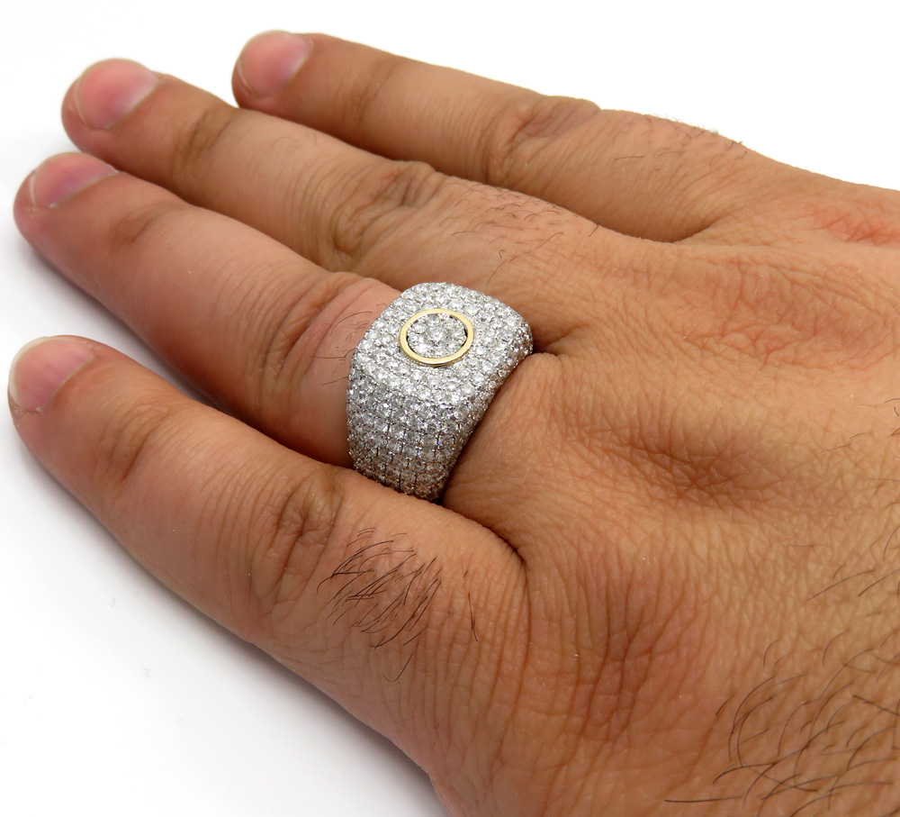 10k yellow gold dome shaped cluster round diamond fashion ring 4.91ct