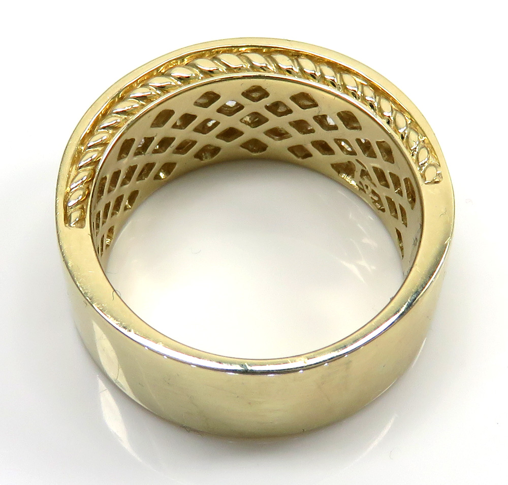 10k yellow gold 3 row big diamond wedding band ring 2.52ct