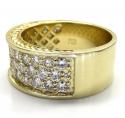 10k yellow gold 3 row big diamond wedding band ring 2.52ct