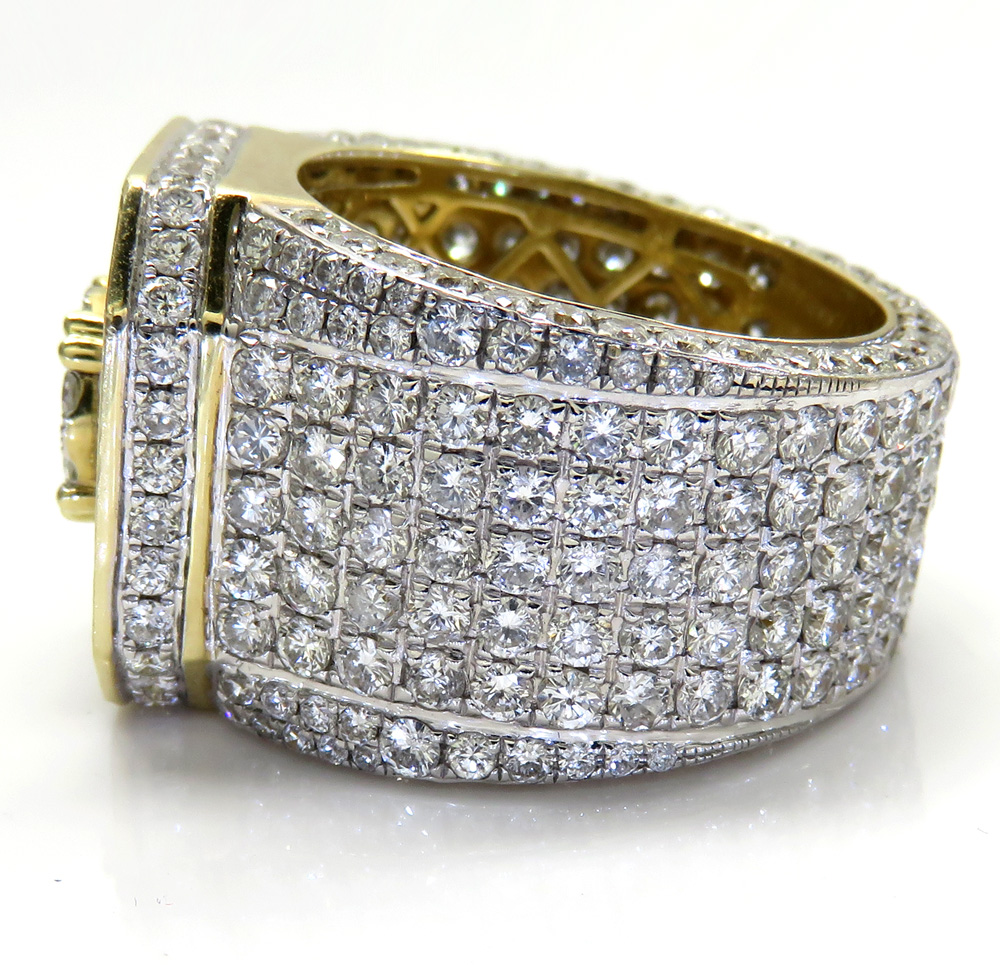 10k yellow gold fully iced out diamond xl ring 8.41ct - Image 3