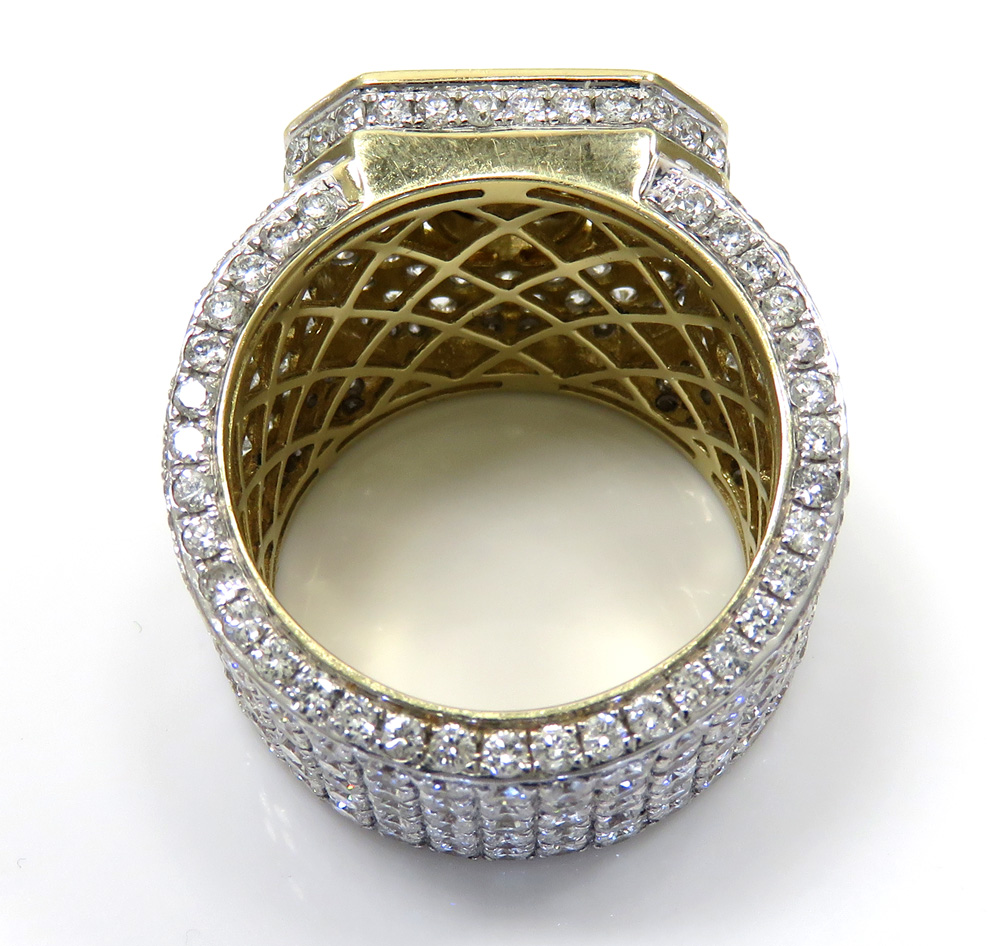 10k yellow gold fully iced out diamond xl ring 8.41ct - Image 5