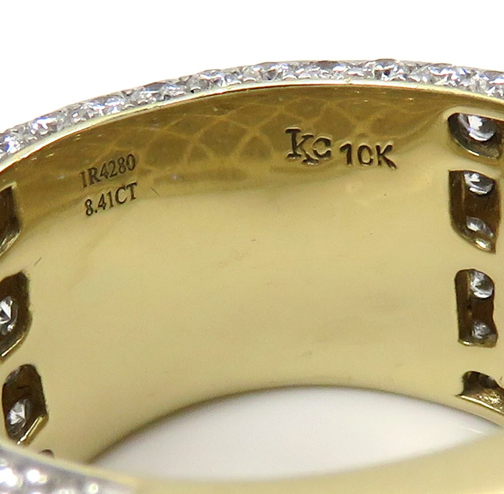 10k yellow gold fully iced out diamond xl ring 8.41ct