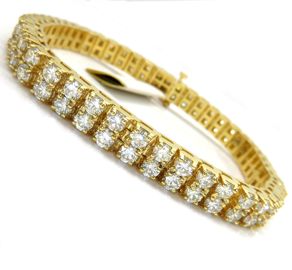 Buy 10k Yellow Gold 2 Row Diamond Tennis Bracelet 8 Inch 14.23ct Online