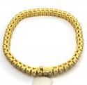 10k yellow gold 2 row diamond tennis bracelet 8 inch 14.23ct