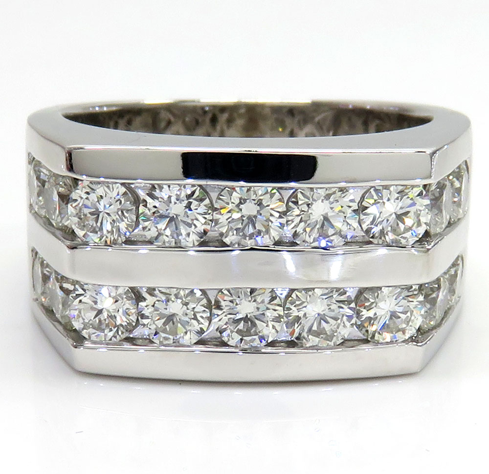 14k white gold 2 row 20 pointer diamond wedding band ring 3.70ct