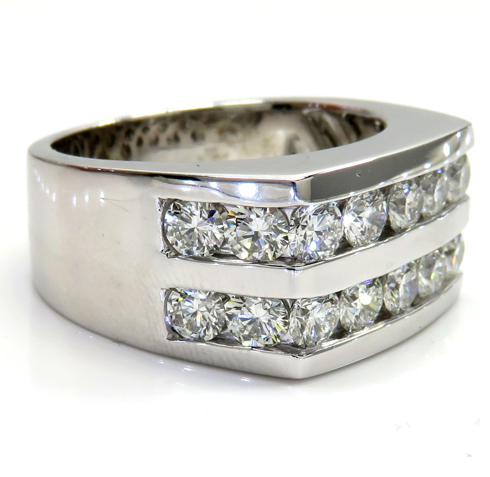 14k white gold 2 row 20 pointer diamond wedding band ring 3.70ct
