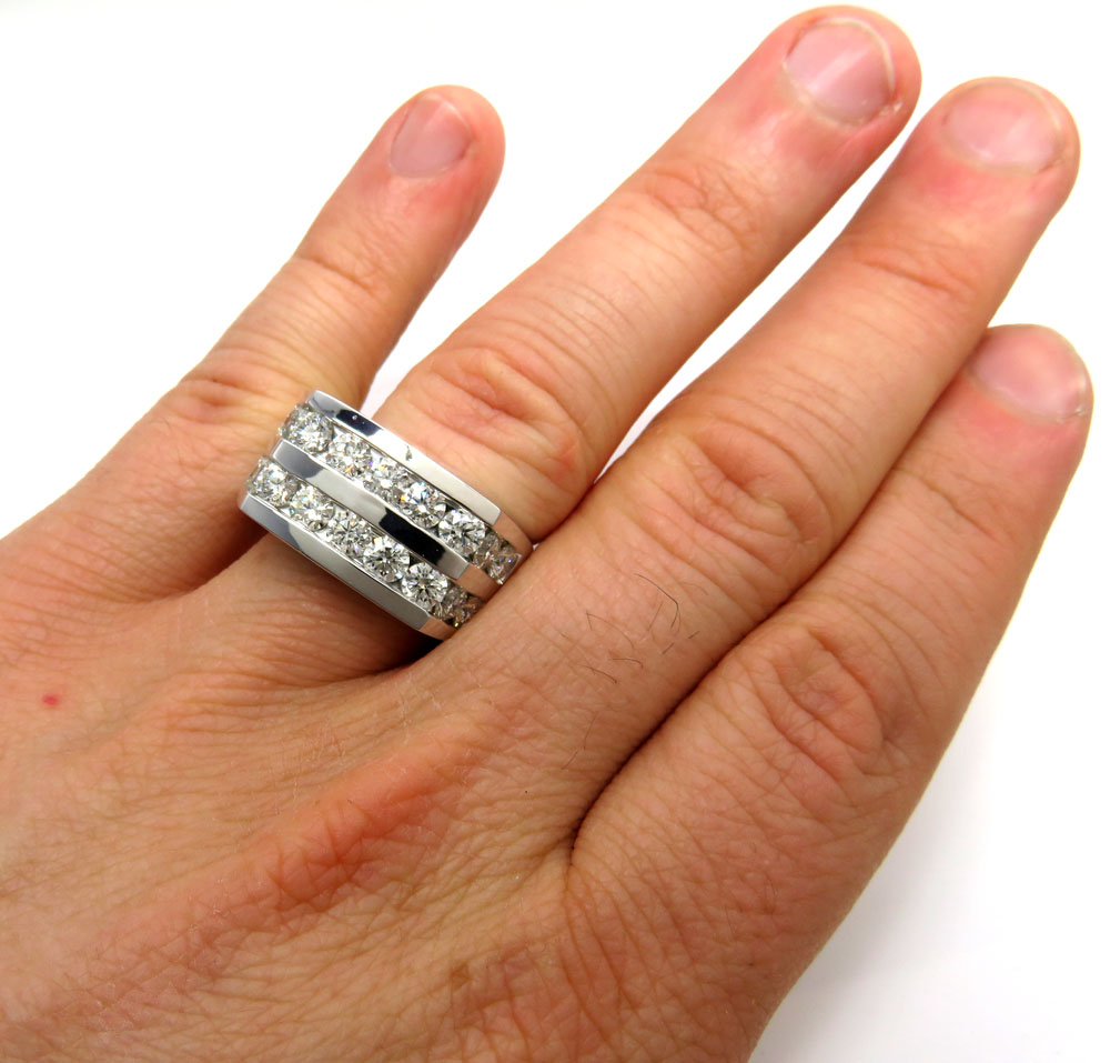 14k white gold 2 row 20 pointer diamond wedding band ring 3.70ct - Image 5