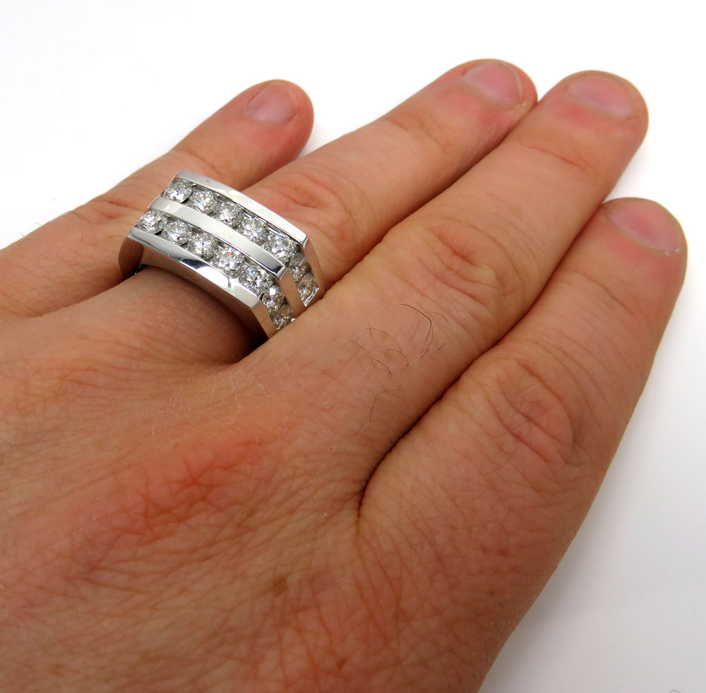 14k white gold 2 row 20 pointer diamond wedding band ring 3.70ct - Image 6