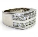 14k white gold 2 row 20 pointer diamond wedding band ring 3.70ct
