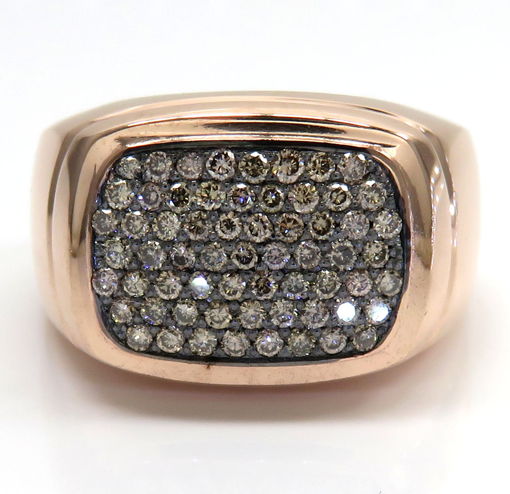 14k rose gold brown diamond dome pave band ring 0.78ct - Image 2