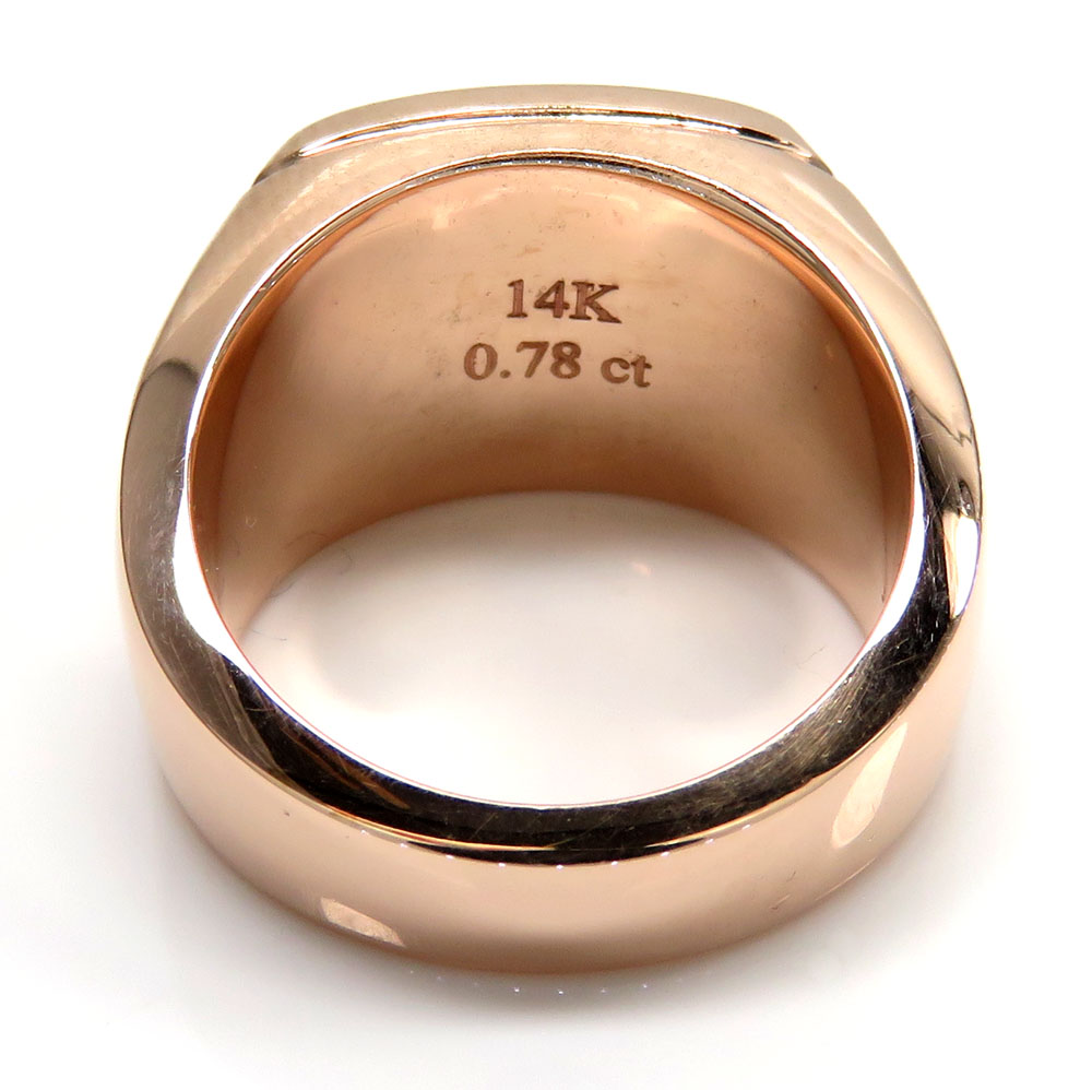 14k rose gold brown diamond dome pave band ring 0.78ct