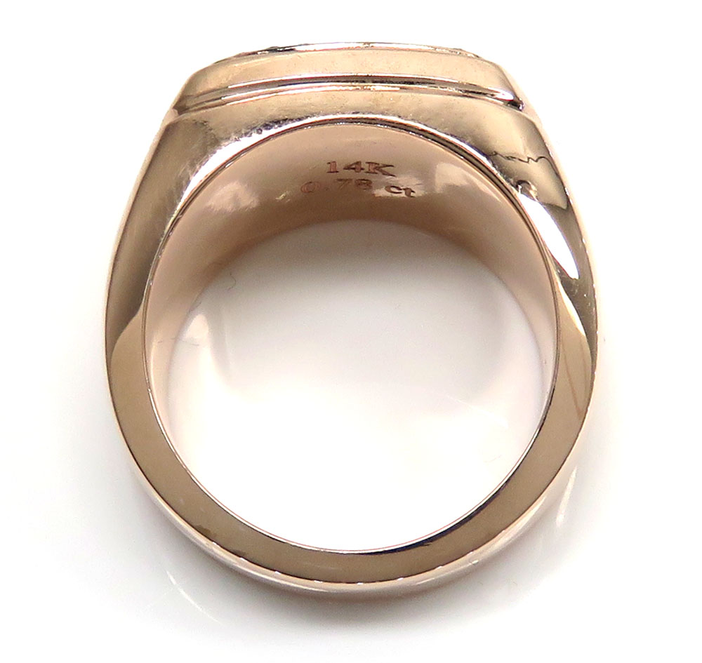 14k rose gold brown diamond dome pave band ring 0.78ct
