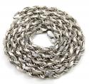 14k white gold solid diamond cut rope chain 28 inch 8mm
