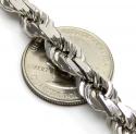 14k white gold solid diamond cut rope chain 28 inch 8mm