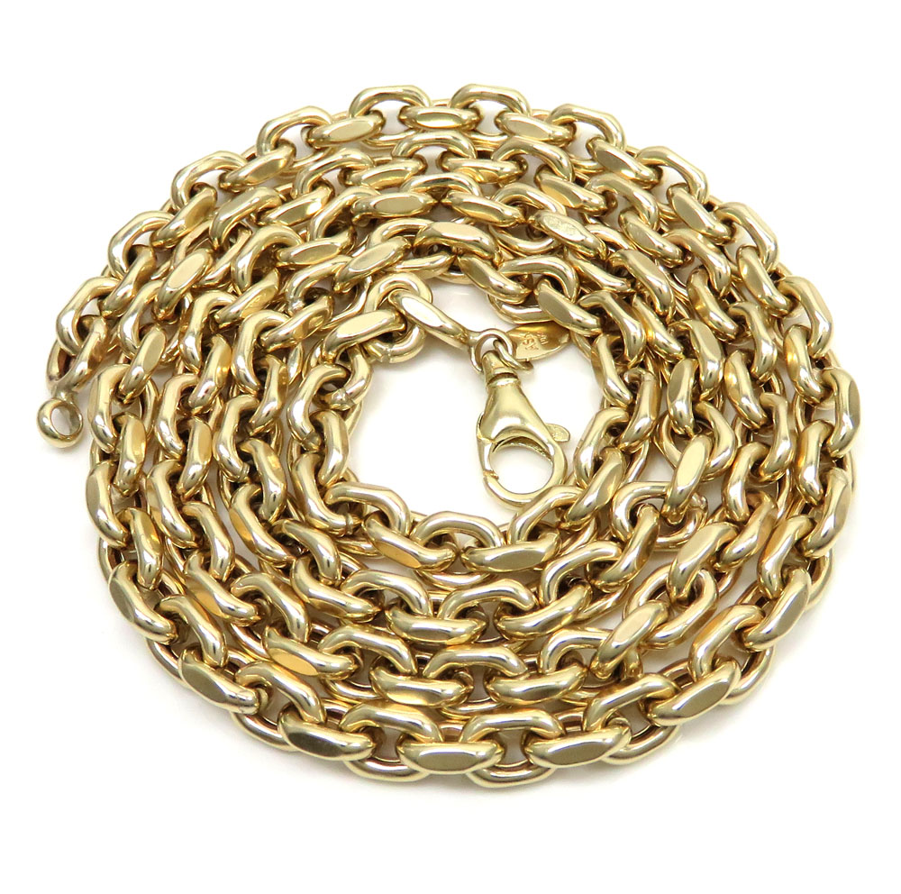 10k yellow gold hollow cable link chain 20-26 inch 6mm