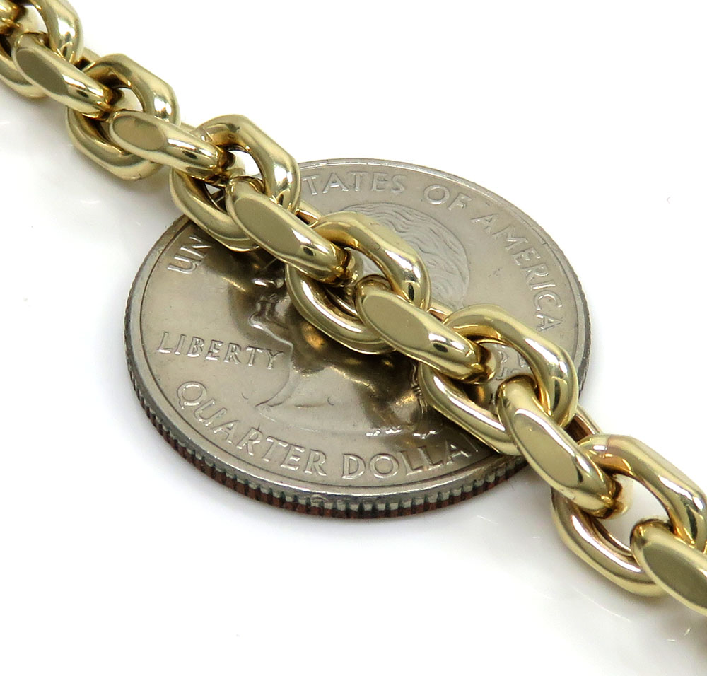 10k yellow gold hollow cable link chain 20-26 inch 6mm