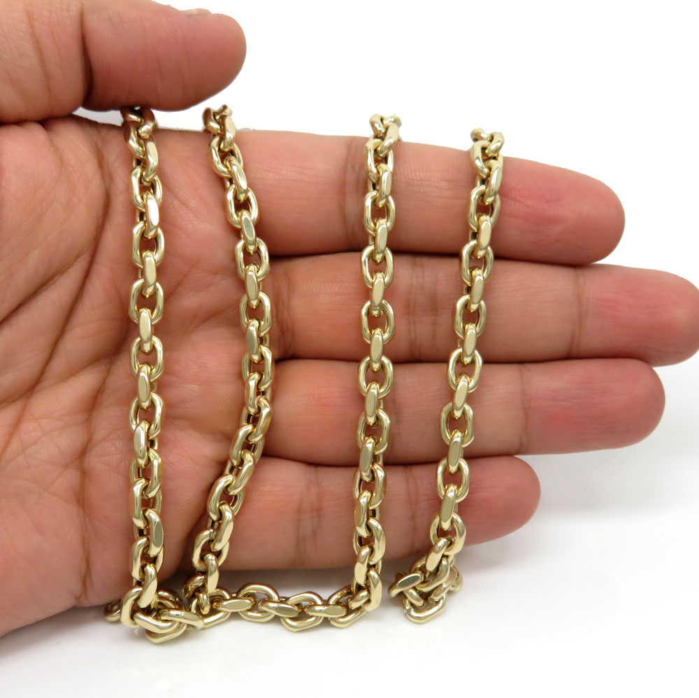10k yellow gold hollow cable link chain 20-26 inch 6mm - Image 5