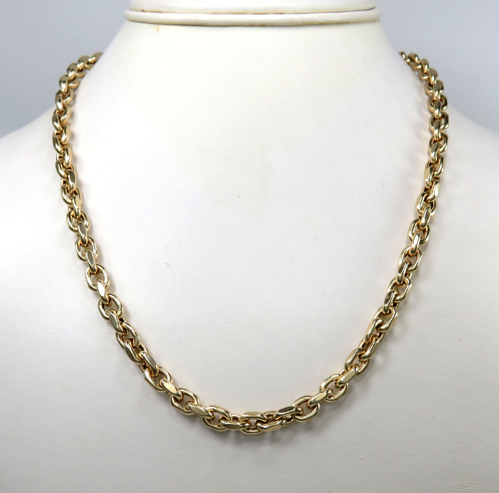 10k yellow gold hollow cable link chain 20-26 inch 6mm