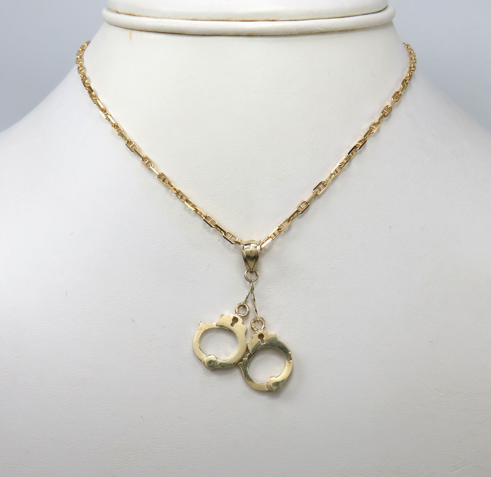 10K Yellow Gold Small Handcuffs Pendant