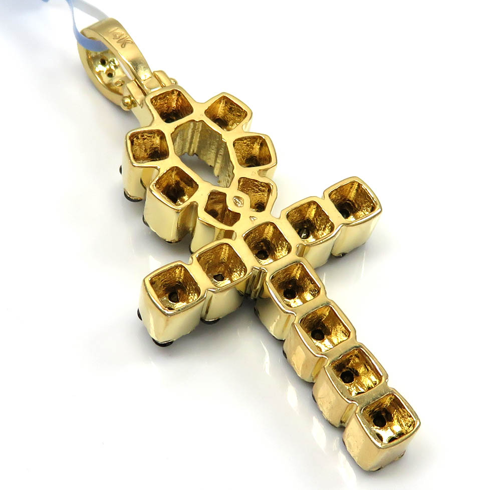 14k yellow gold vs black diamond ankh cross 2.40ct - Image 4