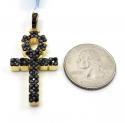 14k yellow gold vs black diamond ankh cross 2.40ct