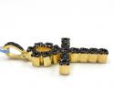 14k yellow gold vs black diamond ankh cross 2.40ct