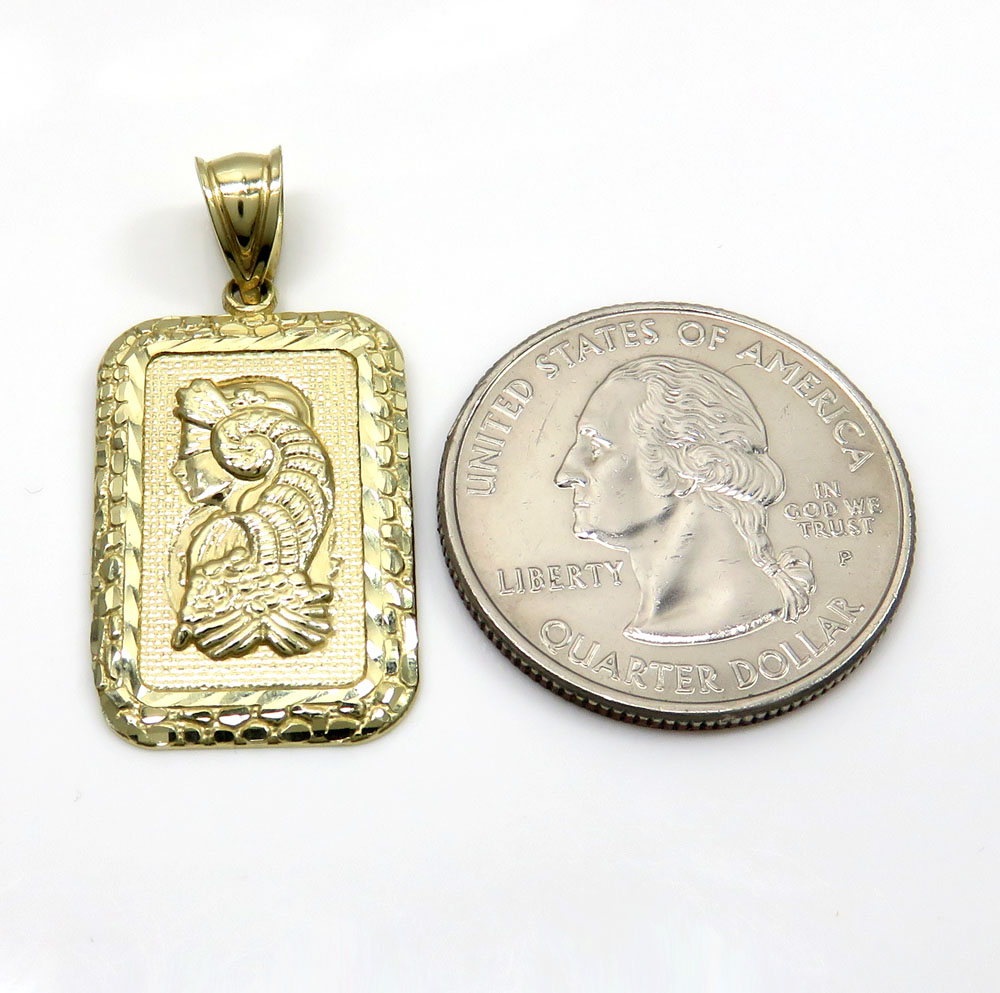 10k yellow gold medium gold nugget bar pendant  - Image 2