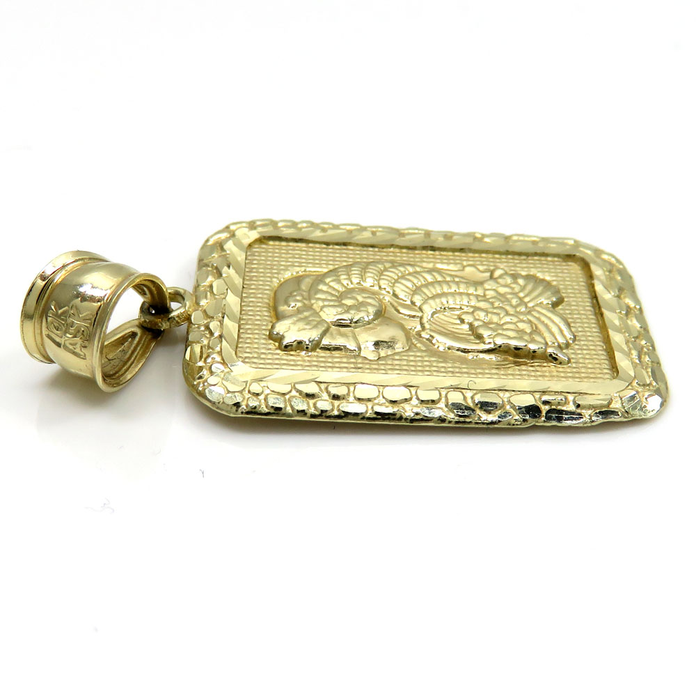 10k yellow gold medium gold nugget bar pendant  - Image 3