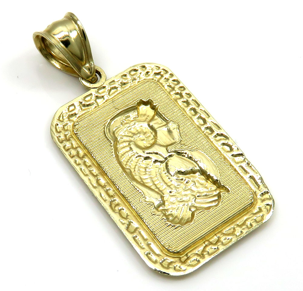 10k yellow gold medium gold nugget bar pendant  - Image 4
