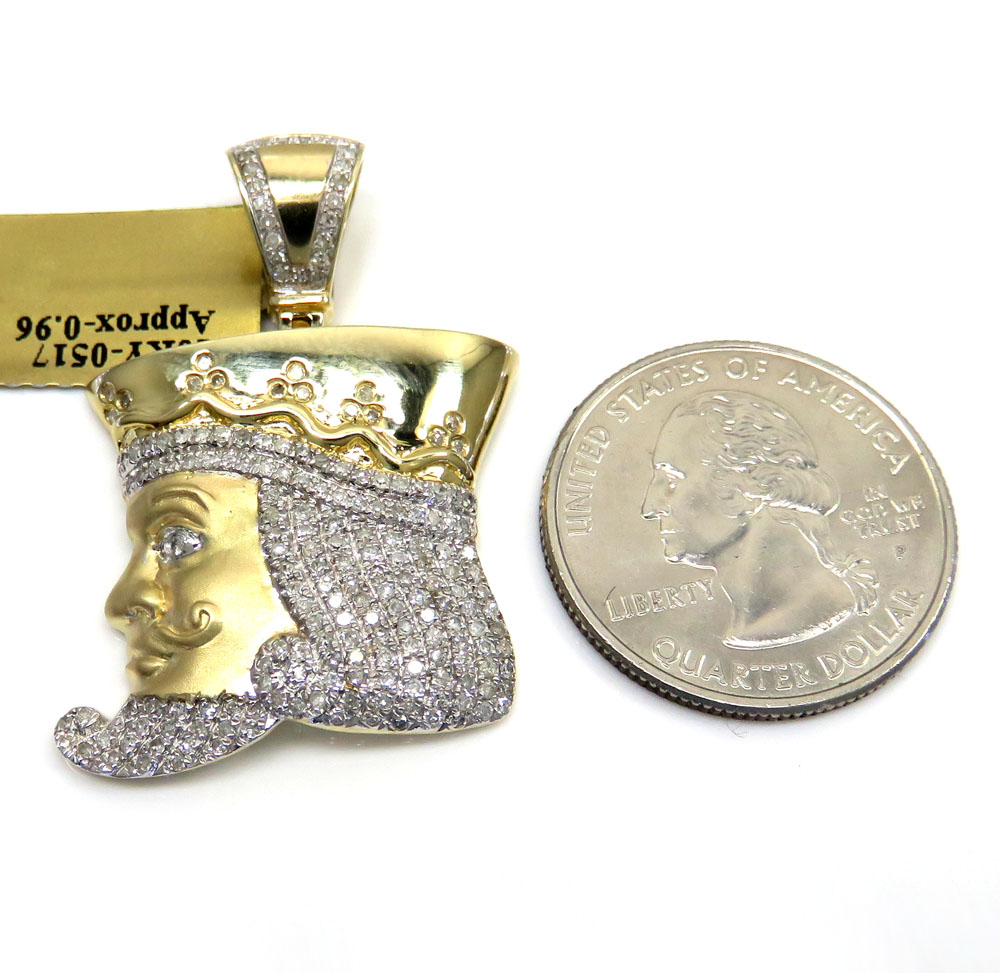 10k yellow gold diamond king of clubs head pendant 0.96ct - Image 2