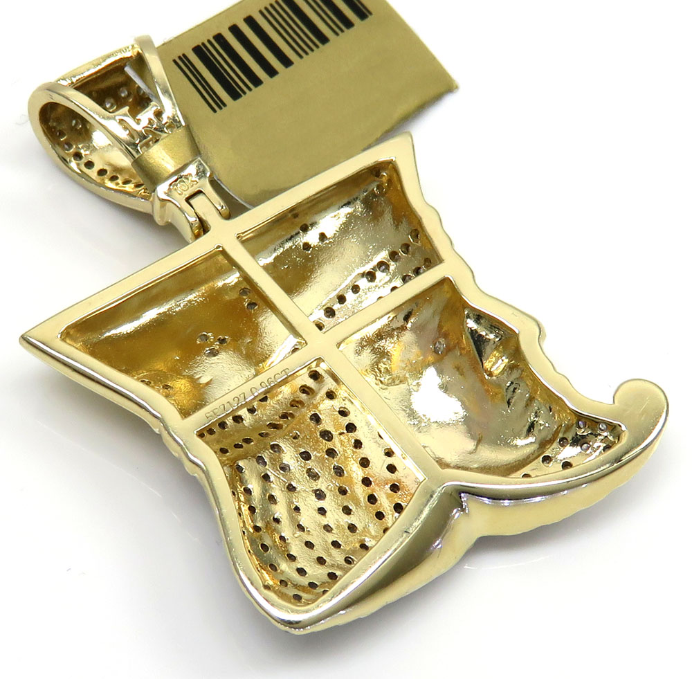 10k yellow gold diamond king of clubs head pendant 0.96ct