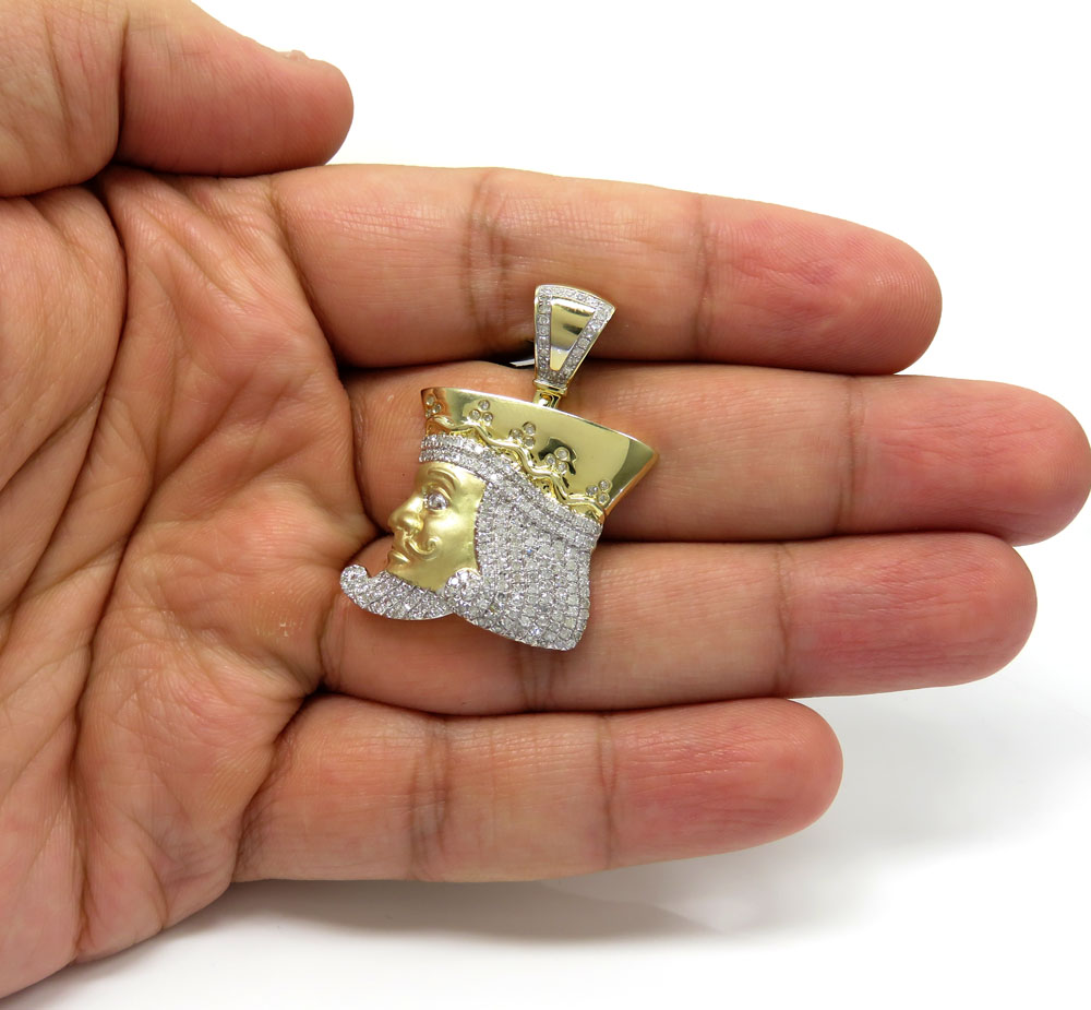 10k yellow gold diamond king of clubs head pendant 0.96ct - Image 6