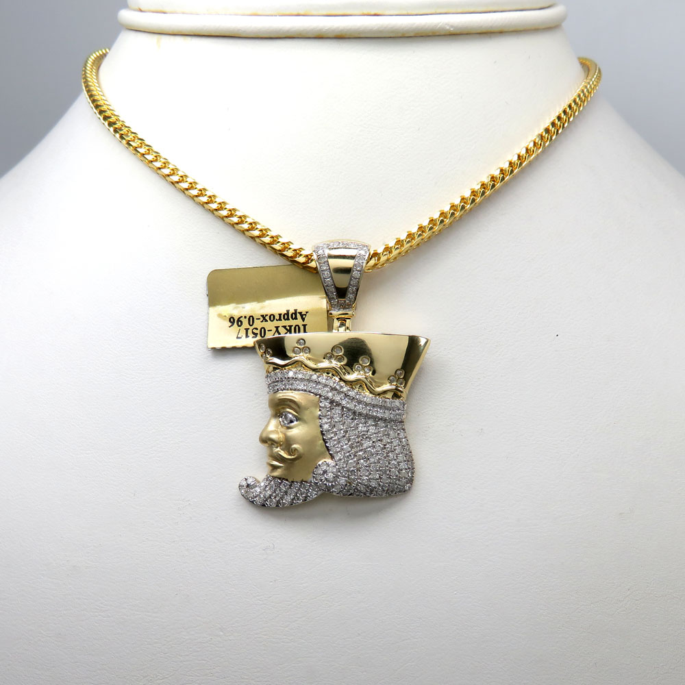 10k yellow gold diamond king of clubs head pendant 0.96ct - Image 7