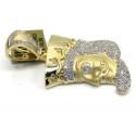 10k yellow gold diamond king of clubs head pendant 0.96ct
