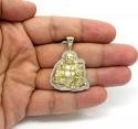 10k yellow gold money bag fat buddha diamond pendant 0.44ct