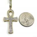 10k yellow gold 2 row diamond ankh cross 0.96ct