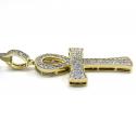10k yellow gold 2 row diamond ankh cross 0.96ct