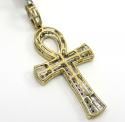 10k yellow gold 2 row diamond ankh cross 0.96ct