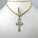 10k yellow gold 2 row diamond ankh cross 0.96ct