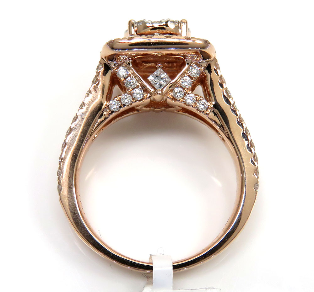 14k rose gold round diamond square halo engagement ring 1.64ct - Image 4