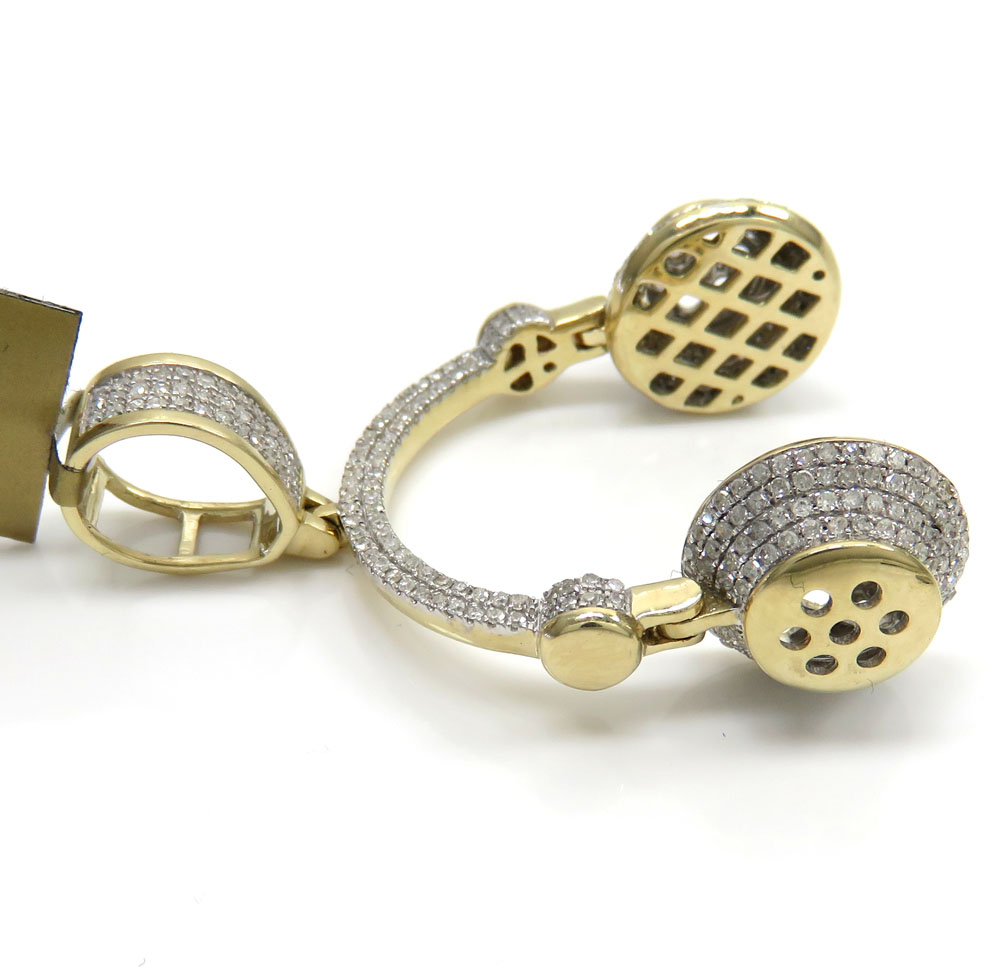 10k yellow gold diamond headphone pendant 0.75ct 