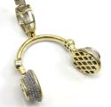 10k yellow gold diamond headphone pendant 0.75ct