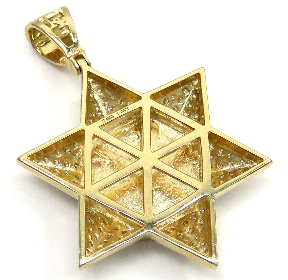 14k yellow gold diamond star of david pendant 1.06ct - Image 4