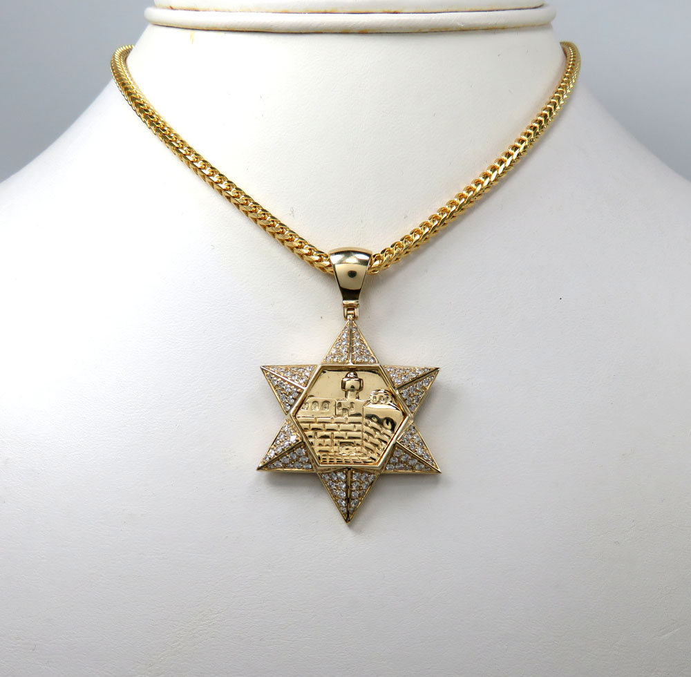 14k yellow gold diamond star of david pendant 1.06ct - Image 6