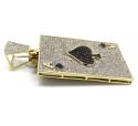 10k yellow gold black & white diamond ace of spades pendant 1.58ct