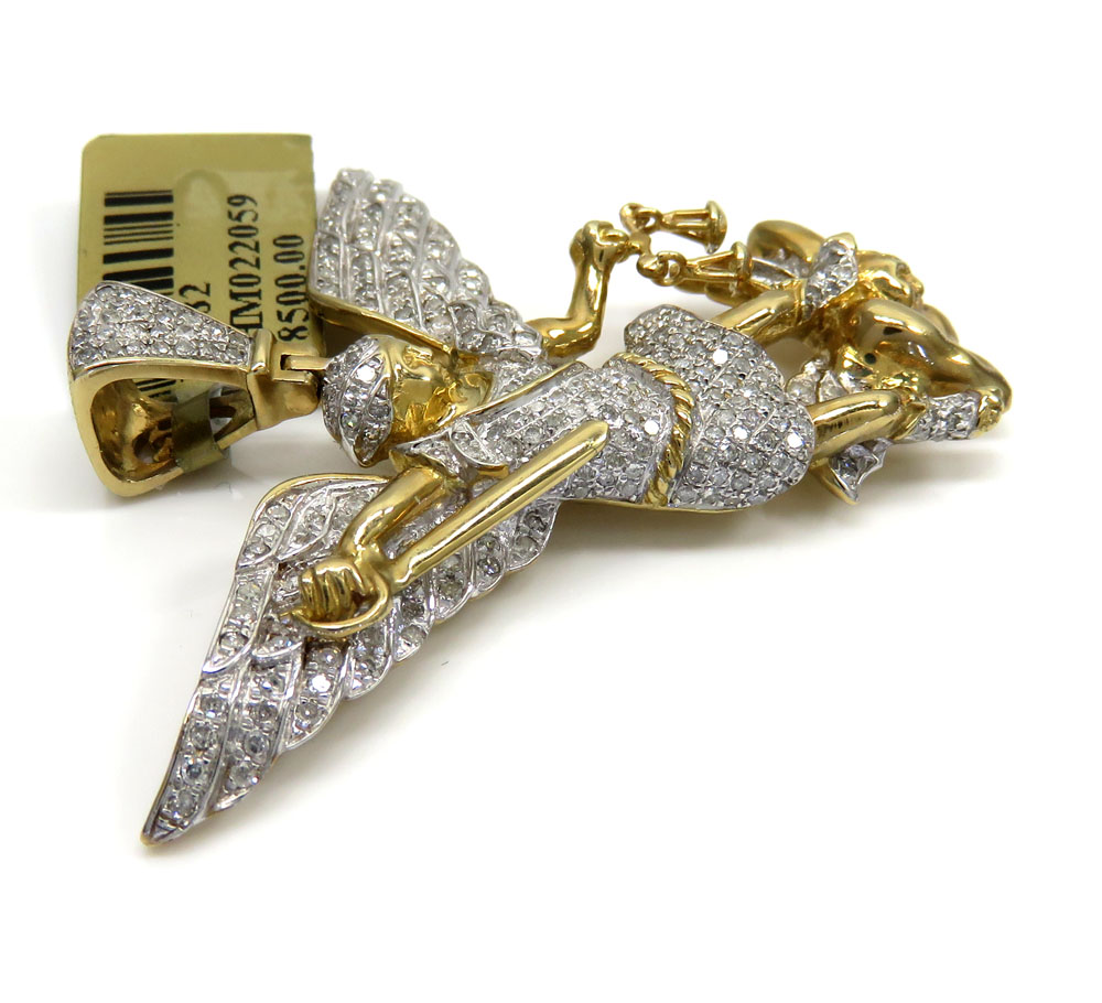 10k yellow gold large diamond angel vs demon pendant 1.12ct - Image 3