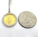 10k yellow gold diamond liberty coin pendant 0.60ct