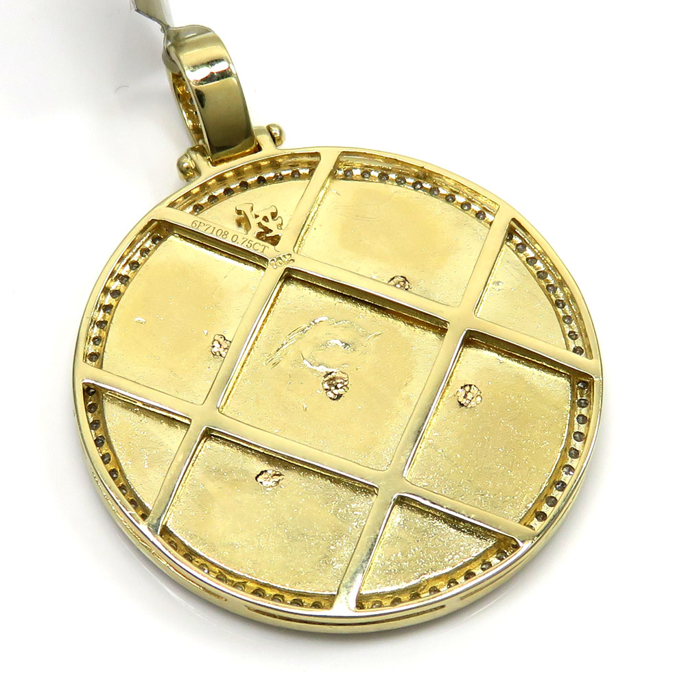 10k yellow gold diamond american eagle holding arrows pendant 0.75ct - Image 4