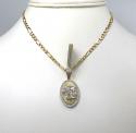 10k yellow gold 2 row round diamond saint michaels pendant 0.35ct